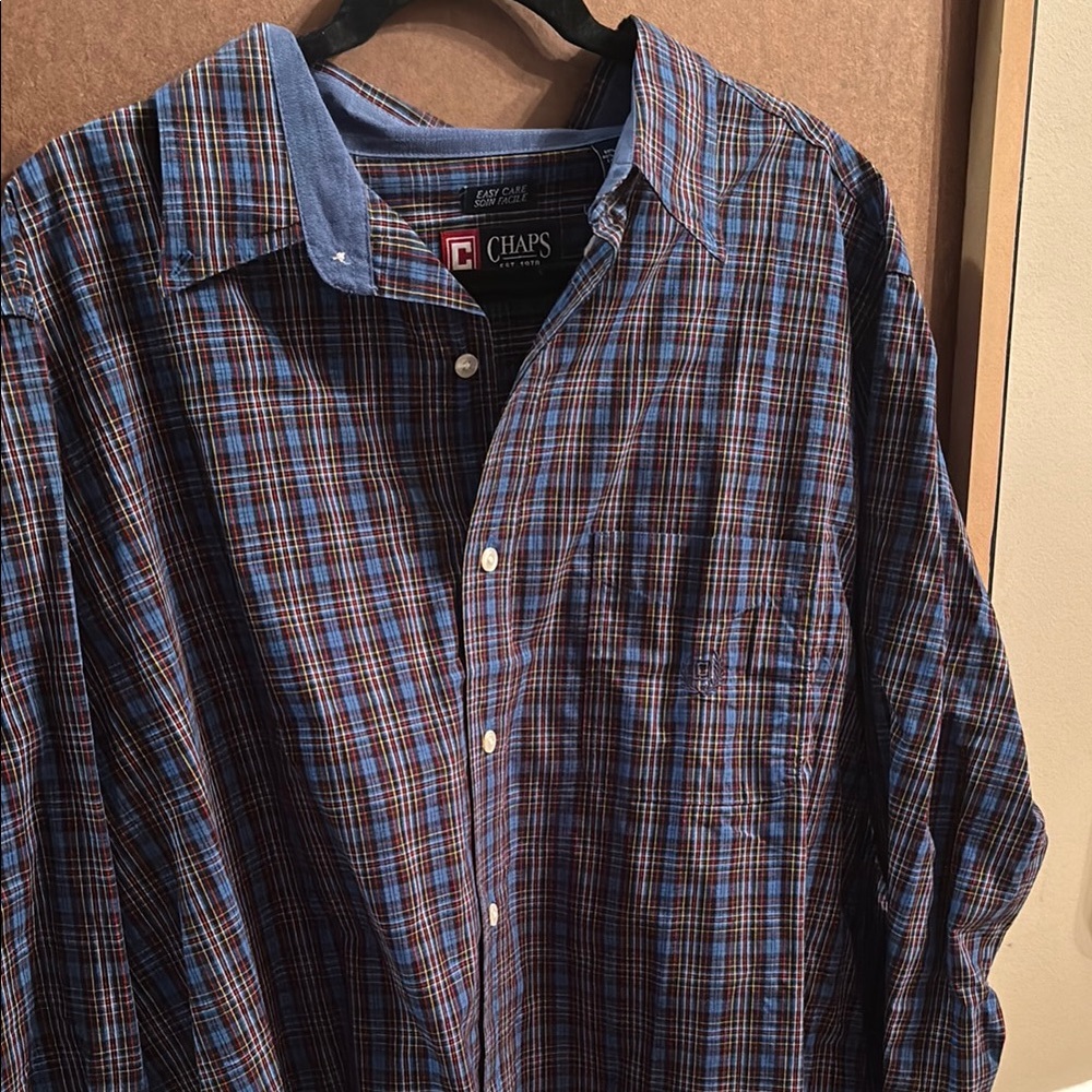 Chaps Blue and Brown Casual Button Down Shirt